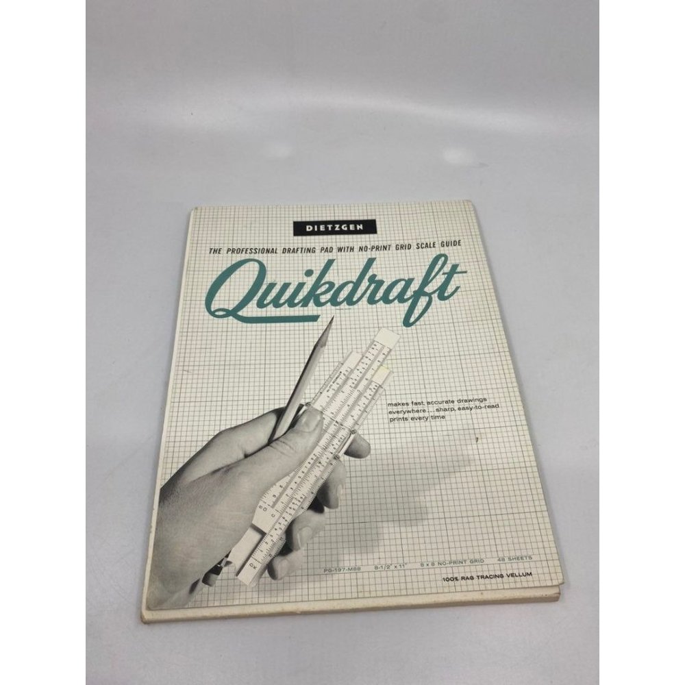 Vintage Dietzgen Quikdraft Vellum Drafting Pad Graph Paper
